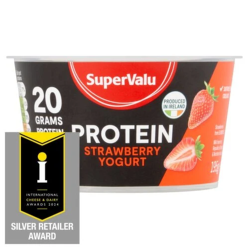 SuperValu Fat Free Strawberry Protein Yogurt, retailer pack photo